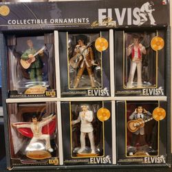 6 ELVIS Collectable Ornaments With Display Case/New