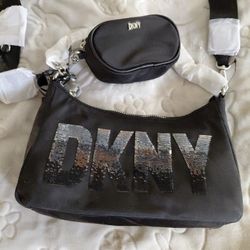 🤎NEW SPARKLING DKNY BLACK ADJUSTABLE STRAP HANDBAG🤎