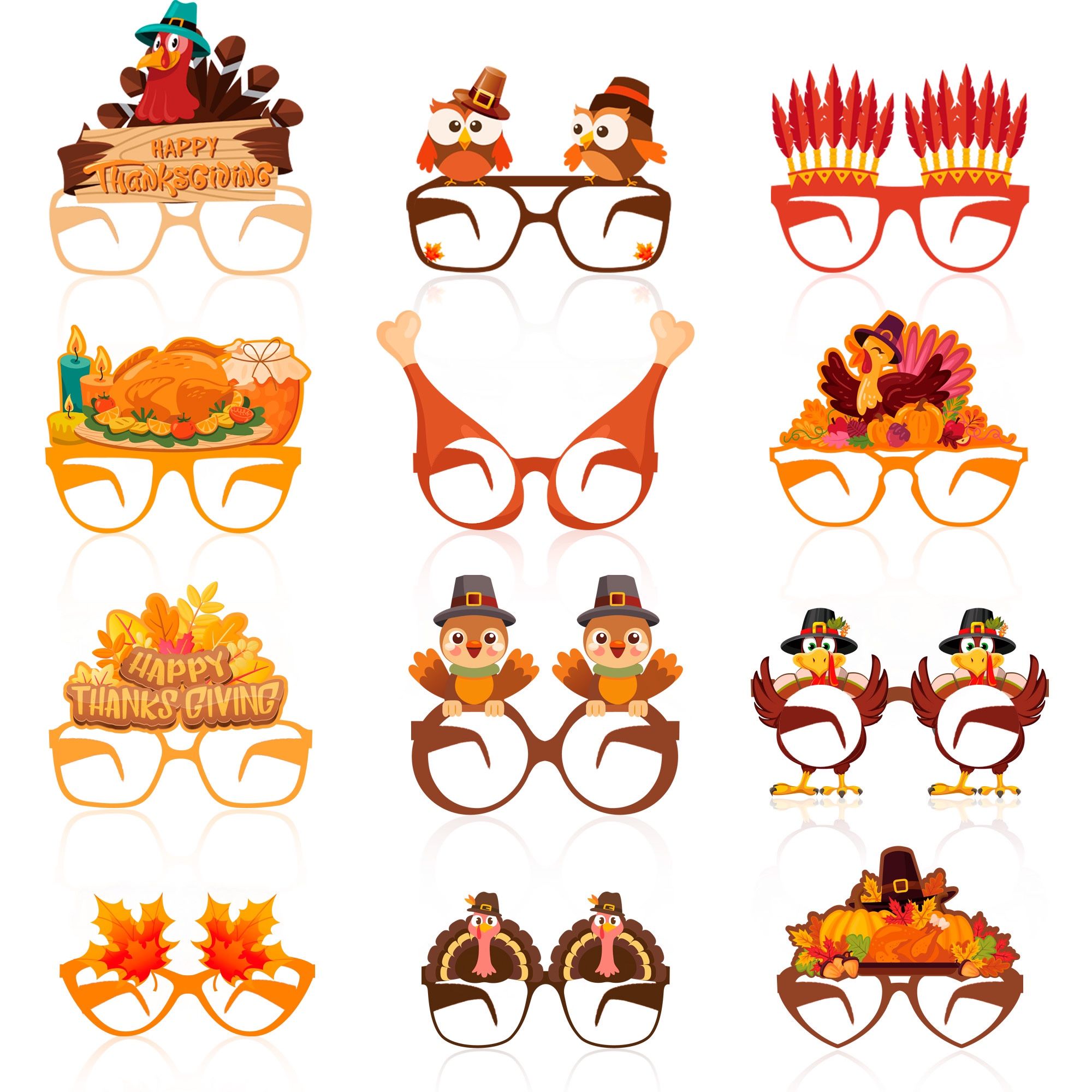 24pcs Thanks Giving Glasses Funny (New, Unopened)