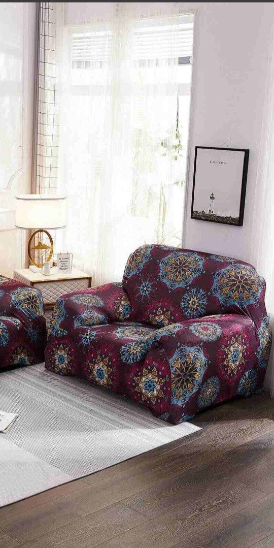 1-Seater Floral Printed Stretch Bohemian Sofa Slipcovers