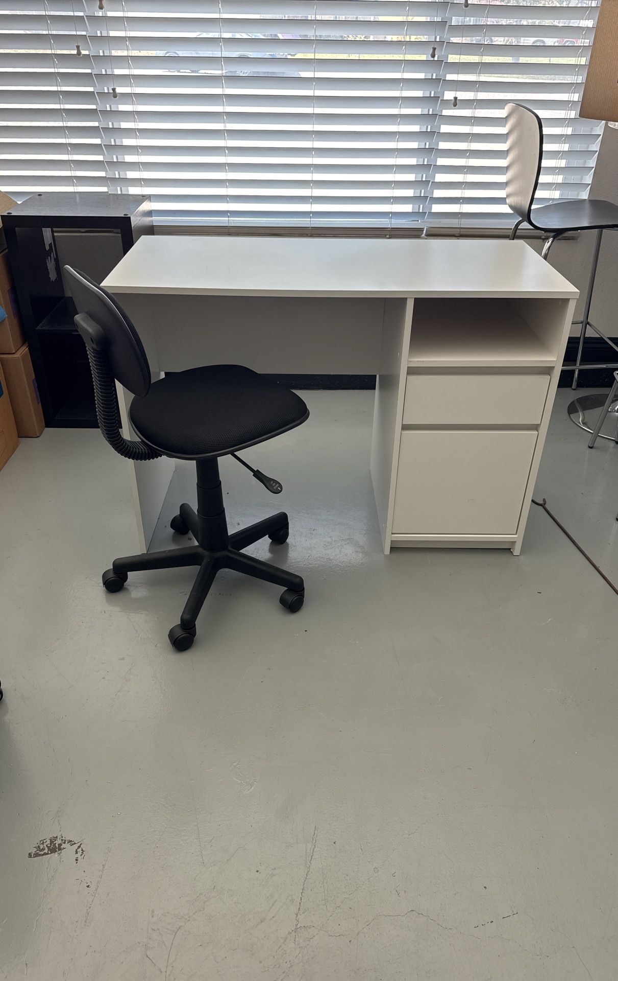 Desk With File Drawer And Adjustable Chair With Wheels