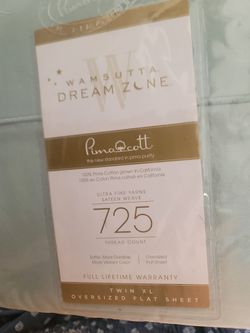 Wamsutta Dream Zone 725TC Supima Twin XL Oversized Flat SheetAQUA Sheet Set NEW!