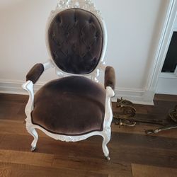 Chair Tufted Wood Carved