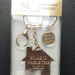 Keychains ~ "Home Is Where The Cat Is" & "Im A People Person" Gold Tone - New
