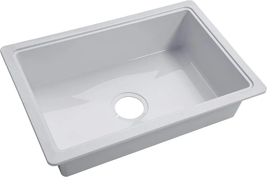 Lippert Single Kitchen Gallery Acrylic RV Sink 25"×17"×6.6" For 5th Wheel Travel Trailer Camper
