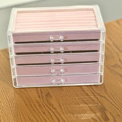 $25 -New Extra Large Acrylic Jewelry Box.  5 Layers Clear Jewelry Organizer Velvet Earring Box with 5 Drawers Rings Display Case Necklaces Holder Tray