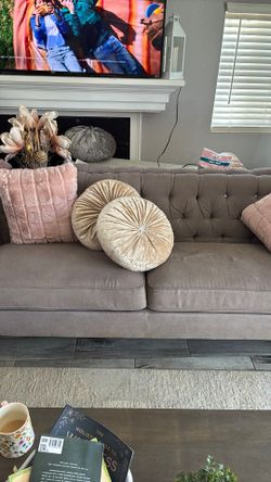 Grey couch with love seat! Has rhinestones