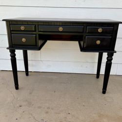 Classic Writing Desk In Black Finish.