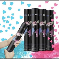 4 Pack Heart-shaped Confetti with Color Powder,Blue and Pink2Inch Boy or Girl Rabbit themed stick