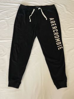 Men A&F Abercrombie & Fitch Sweat Pants Bottom Jogger Black Embroidery Logo M