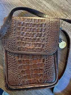 Brahmin Brown Croc-Embossed Leather Crossbody Bag