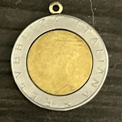 Original Italian 500 Lira Coin Charm Pendant 