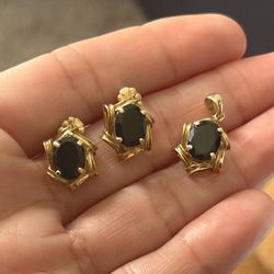 10k Set Earrings And Charm 