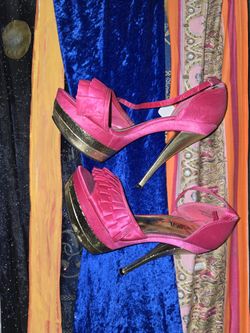 Funky ! Sensuous! Hot Pink  ANKLE Strap Satin Ruffles
