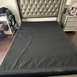 queen upholstered bed frame  & queen matress