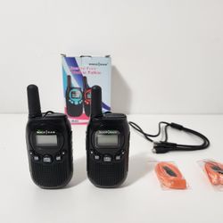 2-Pack Black Rechargeable Walkie Talkies For Adults Long Range 5 Miles USB Charger 22CH VOX Flashlight LCD FRS Two Ways Radio Walky Talky