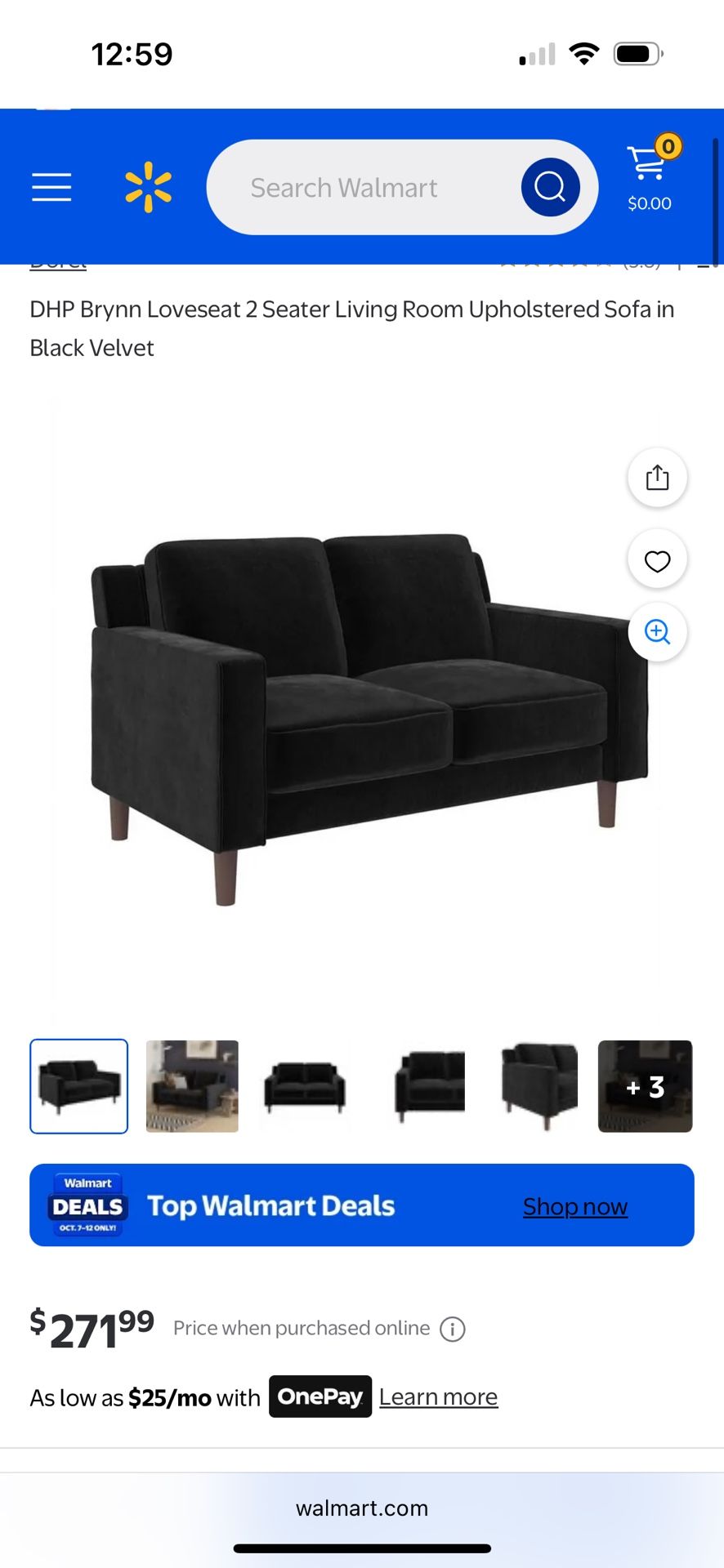 NEW Black Loveseat
