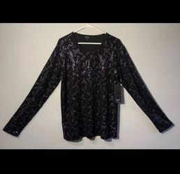 Mission Brand Sequined Black Long-Sleeve Shirt.
