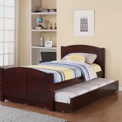 Twin/twin Size Cherry Trundle Bed W Ortho Mattress 