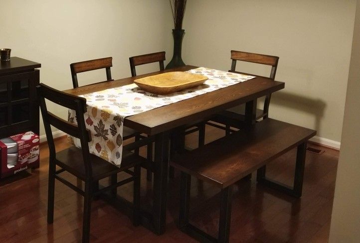 Dining Room Table with 4 Chairs and Bench 