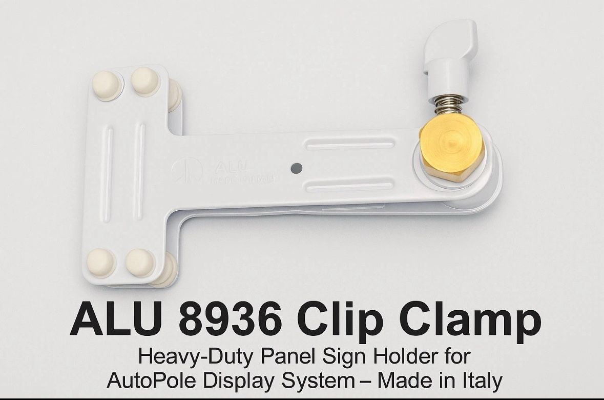 ALU 8936 Clip Clamp Heavy-Duty Panel Sign Holder for AutoPole Display System