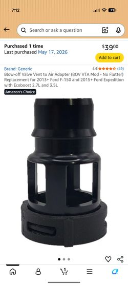 BOV Vent to Air Adapter for Ford F-150 Ecoboost
