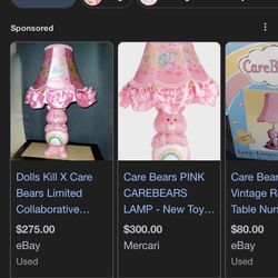 Rare Vintage Care Bear Lamp With Rug And Pillow 