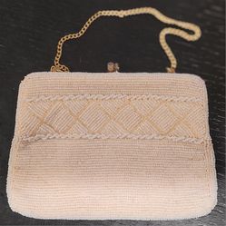 Vintage Ivory Beaded Clutch Purse