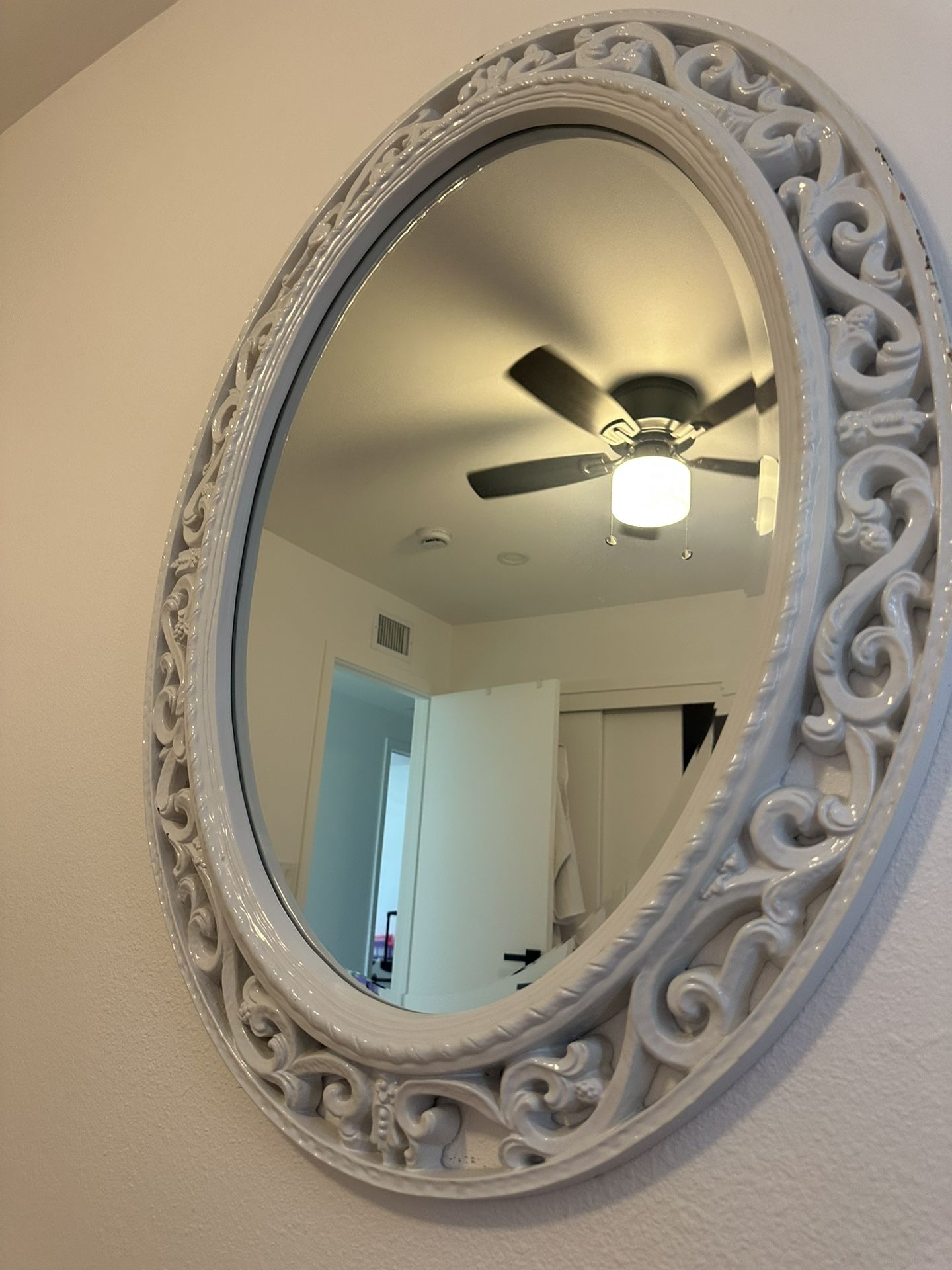 White Oval Mirror