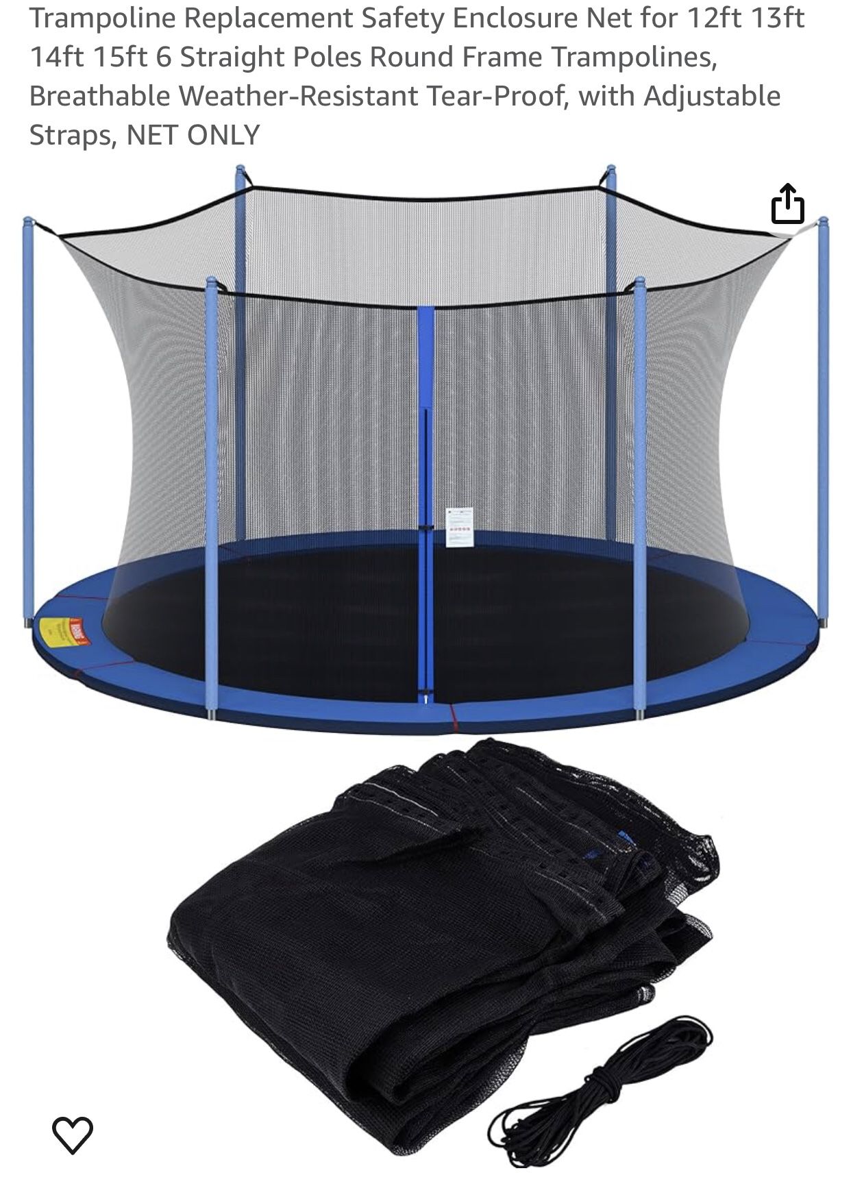 Trampoline Replacement Safety Enclosure Net 12 Ft. 