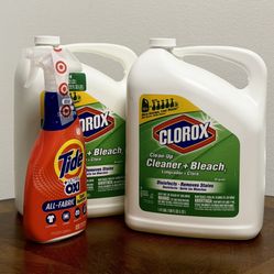 New Cleaning Bundle: 2x Large Clorox Bleach + Tide Oxi Spray - $15