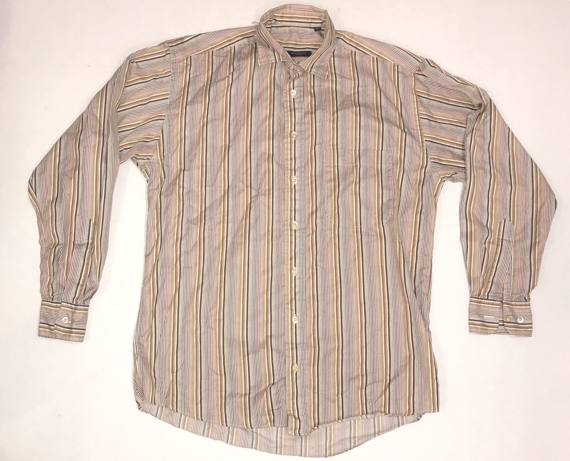 Burberry multiple color striped dress shirt men’s size medium