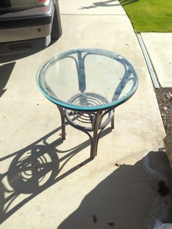 Pier 1 Black Bamboo Glass Side Table