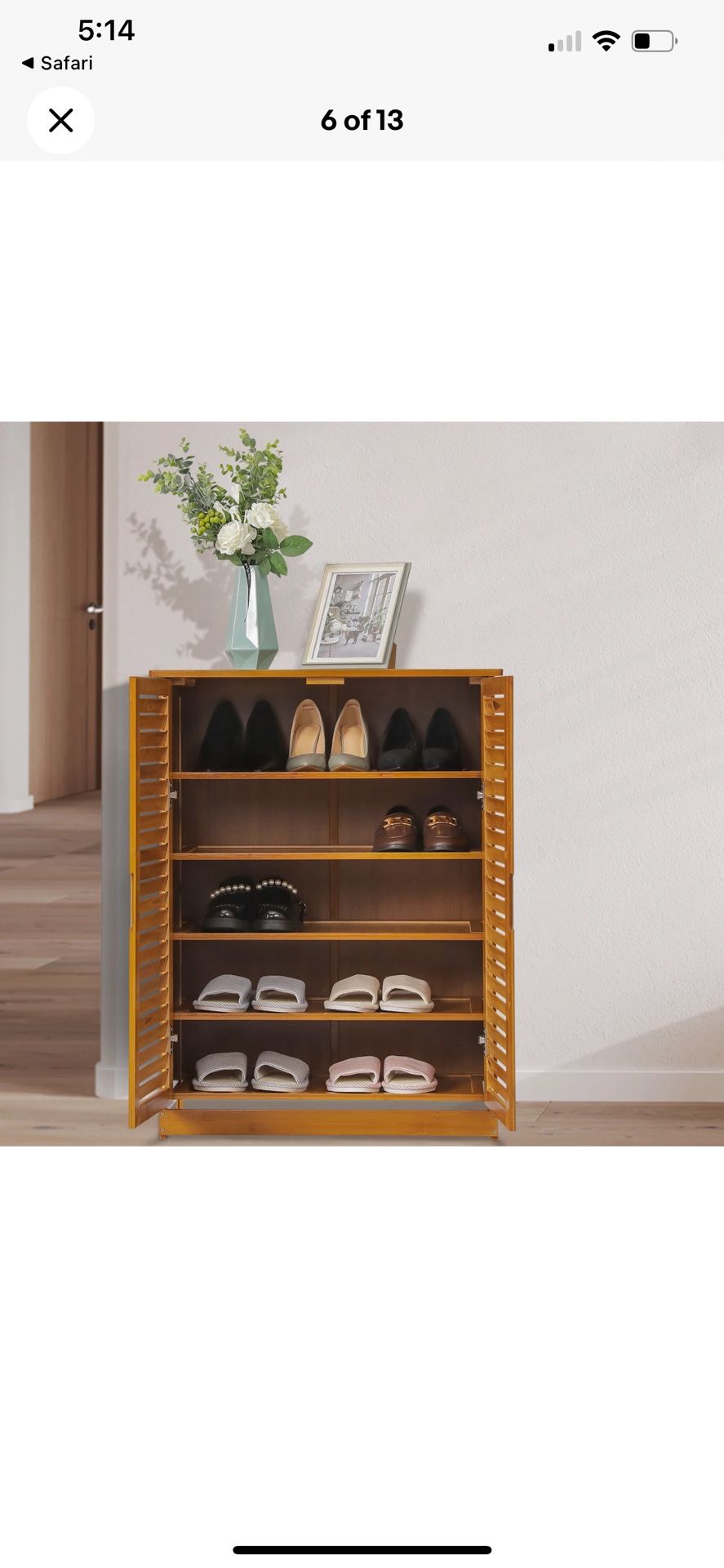 MoNiBloom Bamboo 5 Tiers 15 Pairs Organizer Shoes Rack Blinds