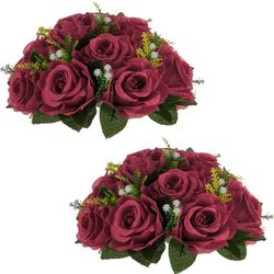 Centerpieces Artificial Burgundy Flowers 4pcs