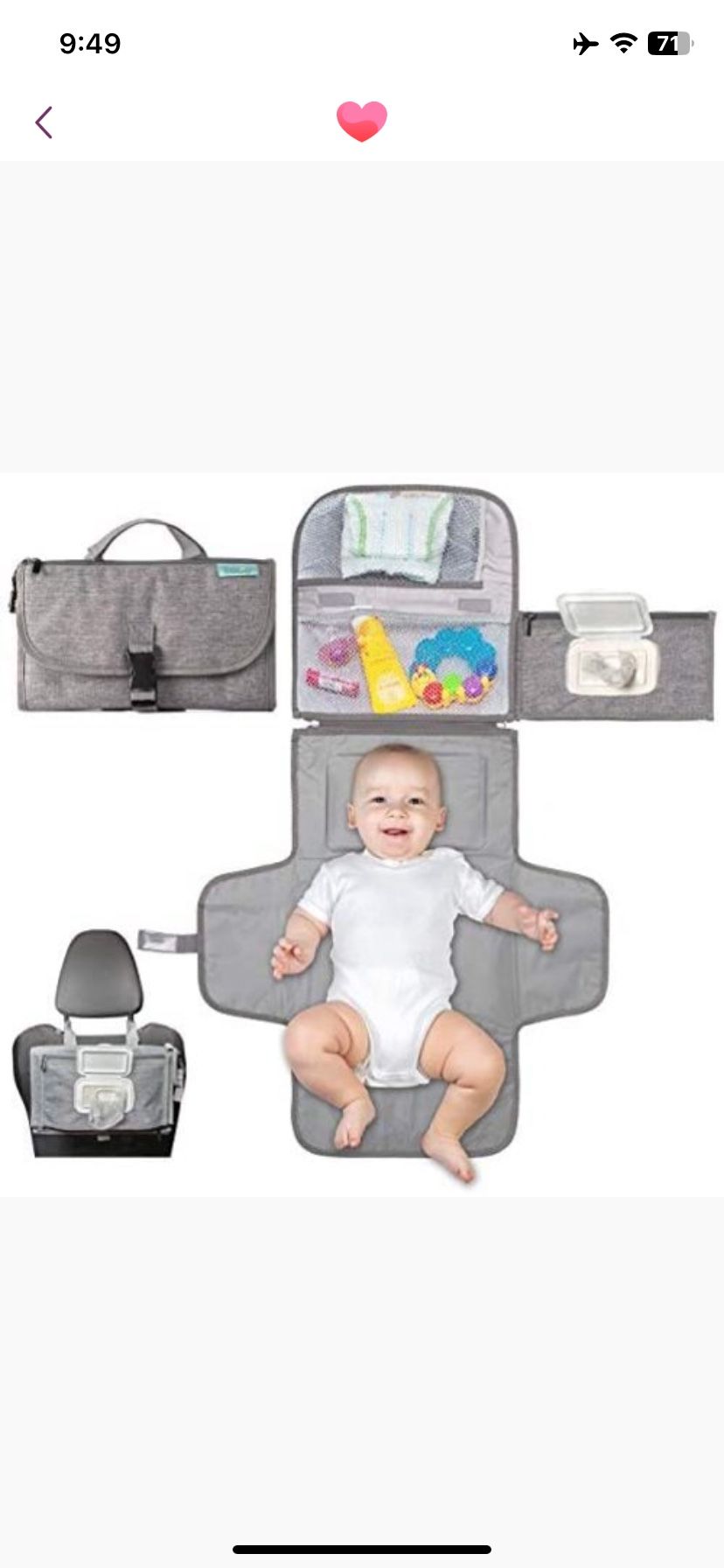 Portable Diaper Changing Pad Gray