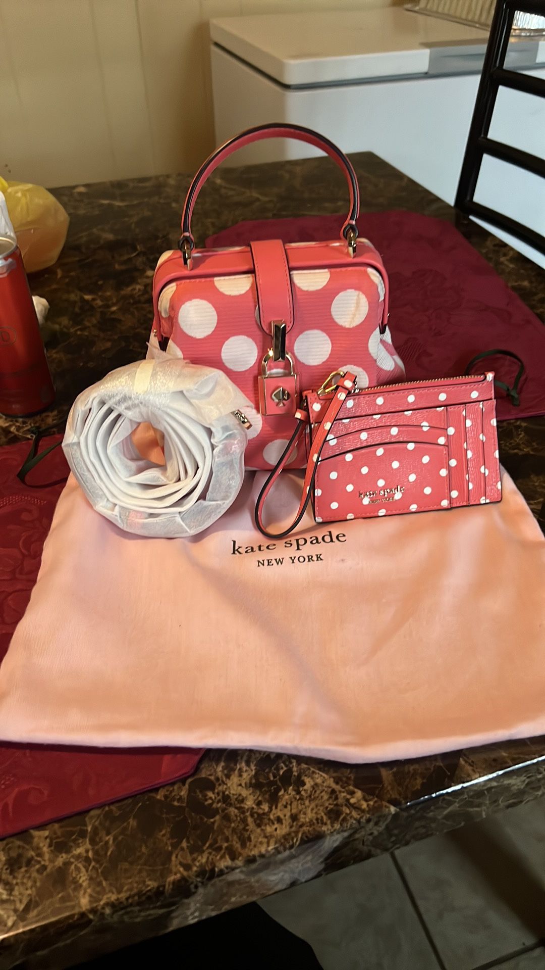 Serious inquiries, only Kate Spade Polkadot, Mini Purse, Crossbody Strapping Wristlet With Dust Bag