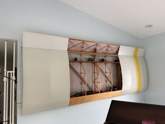 Real Airplane wing canvas cut to reveal wood structure 12ft long