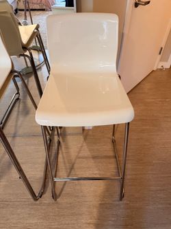 White IKEA Gloss Bar Stool with Chrome Legs