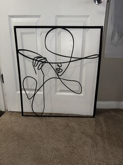 Black Metal Wall Art – Modern Line Drawing-moving Sale 