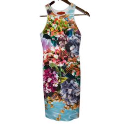 Clover Canyon Women’s Pool Flower Neoprene Bodycon Dress size Small