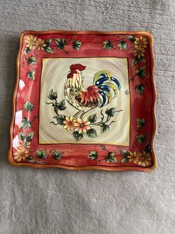 Vintage rooster Ceramic serving plate