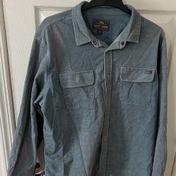 Salty Crew Blue Corduroy Button up distressed 