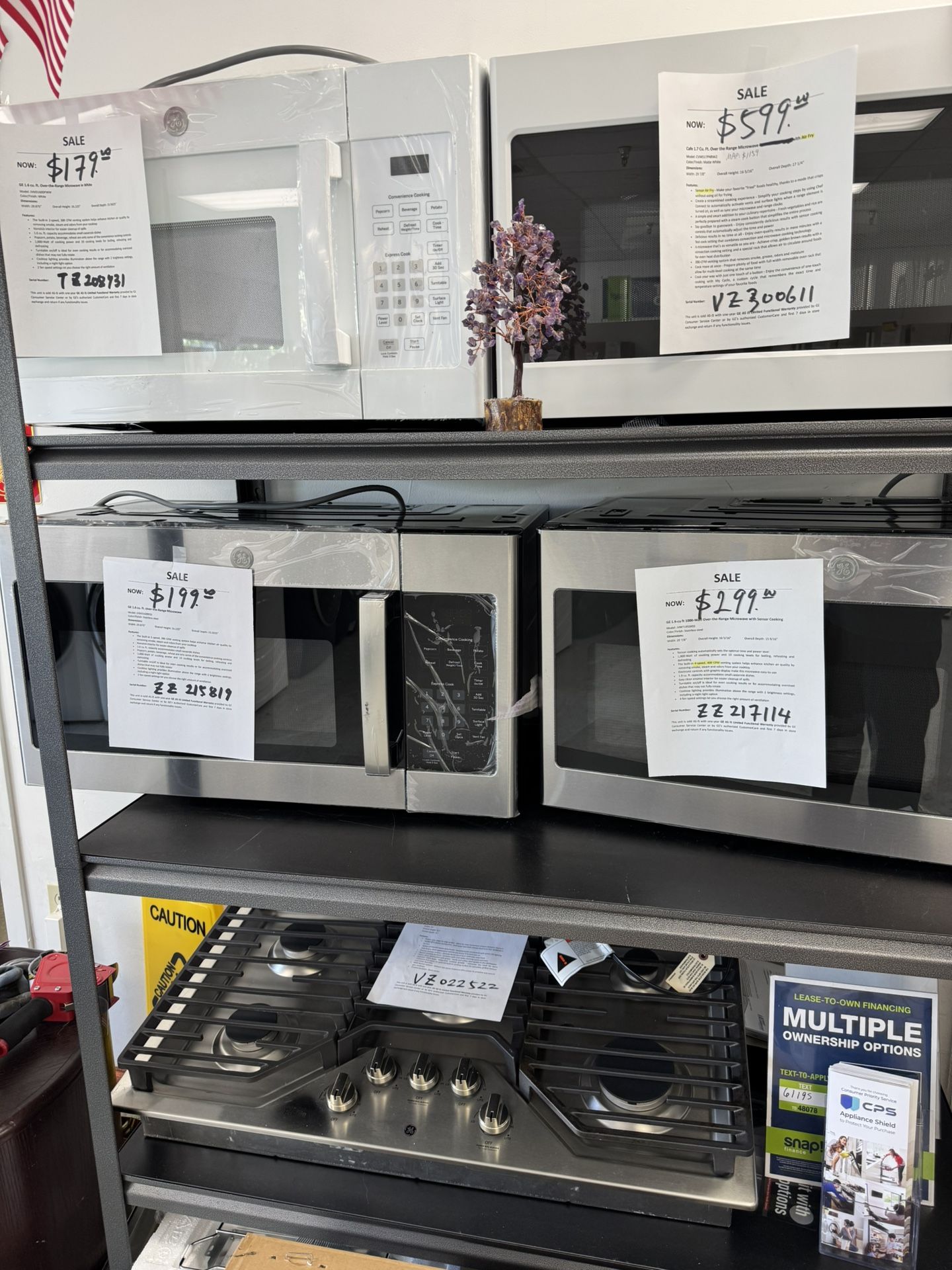 GE OVER THE RANGE MICROWAVE $179-$599