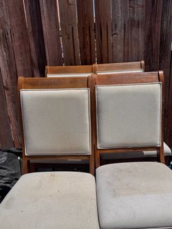 Set of Wooden Dining Chairs with Upholstered Seats