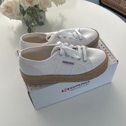 Superga Platform Sneakers Canvas White Shoes 37 6.5 Women