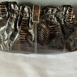 Varon Handbags Vintage NWT Midnight Mirror Snakeskin Clutch/shoulder Bag 