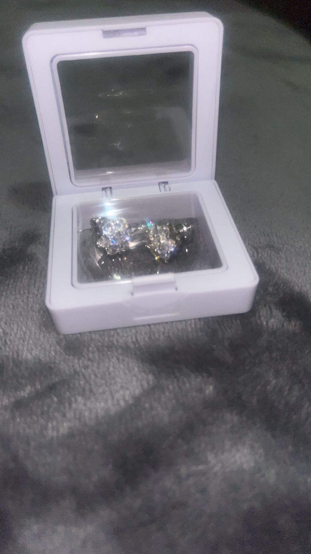 Iced out silver moissanite earrings