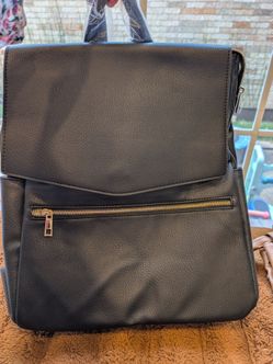 Black Faux Leather Mommy Backpack