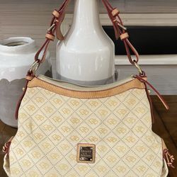 Dooney & Bourke Purse MonogramLeather Trim Authentic With Certificate.